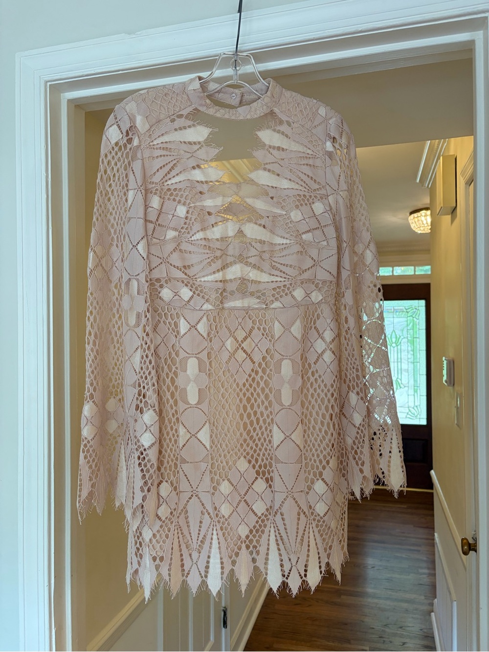 Free People Nude Blush Crochet Lace Dress
